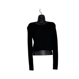 White House Black Market XS Black Knit Cropped Sweater Womens Long Sleeve